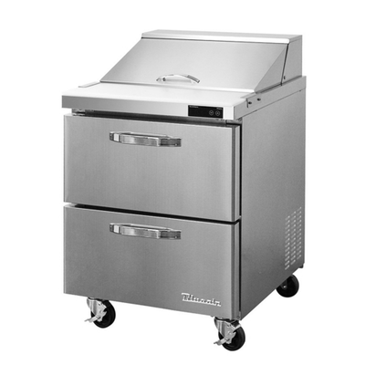 Blue Air BLPT28-D2-HC 27.5" Rear Mounted Stainless Steel Exterior Sandwich Prep Table - 115V
