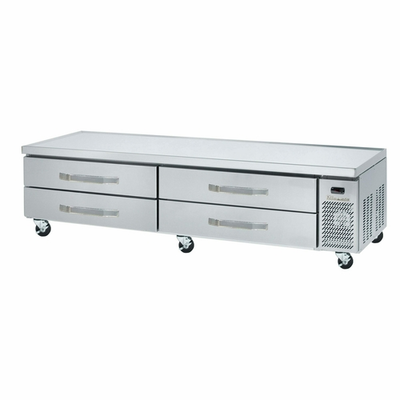 Blue Air BACB96M-HC 96.13" W x 31" D x 25.5" H All Stainless Steel Side-Mounted Refrigerated Chef Base Equipment Stand