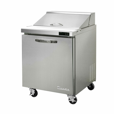 Blue Air BLPT28-HC 27.5&quot; Rear Mounted Stainless Steel Interior And Exterior Sandwich Prep Table - 115V