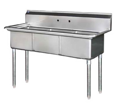 Blue Air BS3-24-14/N 78" W x 30" D x 44.5" H 3 Compartments Stainless Steel Legs Adjustable Feet Sink