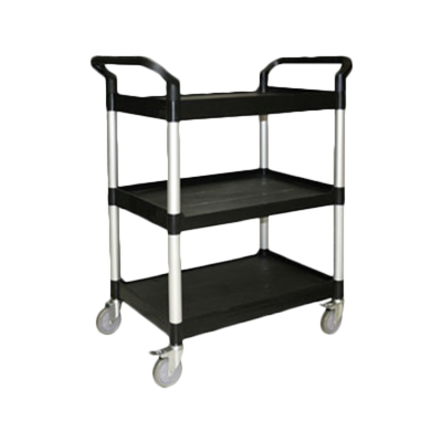 Thunder Group PLBC4019B 176 Lbs. Black Plastic 3-Tier Shelving Open Design Bus Cart
