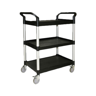Thunder Group PLBC4019B 176 Lbs. Black Plastic 3-Tier Shelving Open Design Bus Cart
