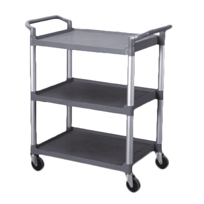 Thunder Group PLBC3316G 176 Lbs. Gray Plastic 3-Tier Shelving Open Design Bus Cart