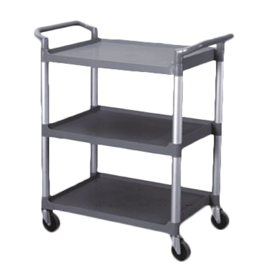 Thunder Group PLBC3316G 176 Lbs. Gray Plastic 3-Tier Shelving Open Design Bus Cart
