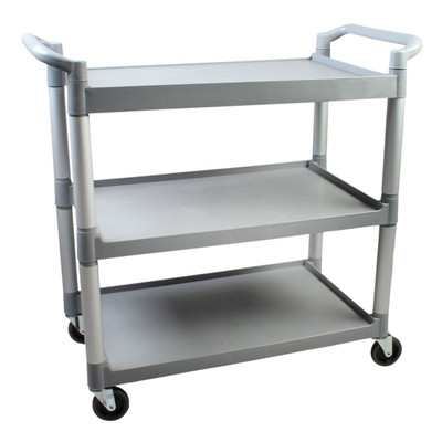 Thunder Group PLBC3316G 176 Lbs. Gray Plastic 3-Tier Shelving Open Design Bus Cart