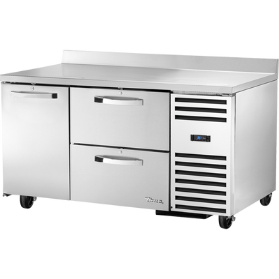 True TWT-60-32D-2-HC~SPEC3 Stainless Steel 2 Section 1 Door 2 Drawers SPEC SERIES Deep Work Top Refrigerator - 115 Volts 0.1 HP