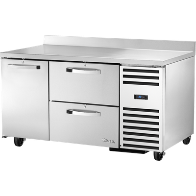 True TWT-60-32D-2-HC~SPEC3 Stainless Steel 2 Section 1 Door 2 Drawers SPEC SERIES Deep Work Top Refrigerator - 115 Volts 0.1 HP