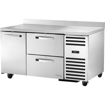True TWT-60-32D-2-HC~SPEC3 Stainless Steel 2 Section 1 Door 2 Drawers SPEC SERIES Deep Work Top Refrigerator - 115 Volts 0.1 HP