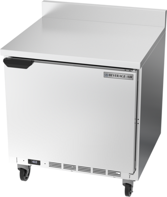 Beverage Air WTF32AHC-FIP 32"W One Door Stainless Steel Worktop Freezer With Foamed-In Place Backsplash