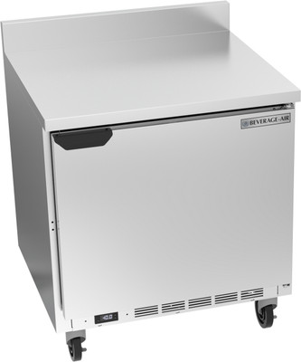 Beverage Air WTF32AHC-FIP 32"W One Door Stainless Steel Worktop Freezer With Foamed-In Place Backsplash