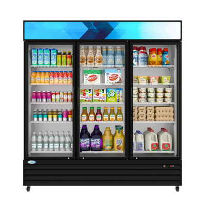 Koolmore MDR-3GD-63C 56 Cu. Ft. Black 3 Swing Glass Doors Merchandiser Refrigerator - 115 Volts
