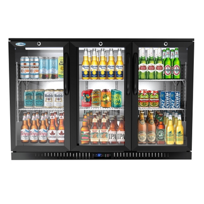 Koolmore BC-3DSW-BK 11.3 Cu. Ft. Black Three-Section Back Bar Refrigerator - 115 Volts
