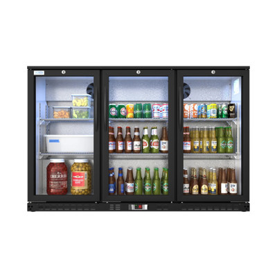 Koolmore BC-3DSW-BK 11.3 Cu. Ft. Black Three-Section Back Bar Refrigerator - 115 Volts