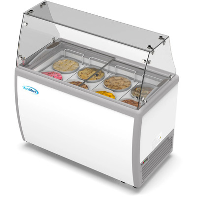 Koolmore KM-ICD-49SD-FG 50" W Top Sliding Glass Door 8 Tubs Ice Cream Dipping Display Cabinet with Sneeze Guard