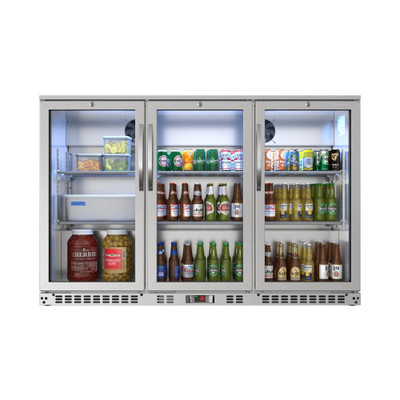 Koolmore BC-3DSW-SS 11.3 Cu. Ft. Stainless Steel Three-Section Back Bar Refrigerator - 115 Volts