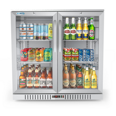 Koolmore BC-2DSW-SS 7.4 Cu. Ft. Stainless Steel Two-Section Back Bar Refrigerator - 115 Volts