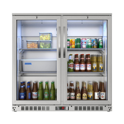 Koolmore BC-2DSW-SS 7.4 Cu. Ft. Stainless Steel Two-Section Back Bar Refrigerator - 115 Volts