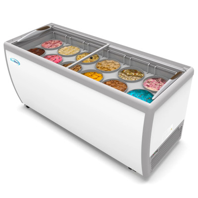 Koolmore KM-ICD-71SD 70" W Top Sliding Glass Door 12 Tubs Ice Cream Dipping Display Cabinet