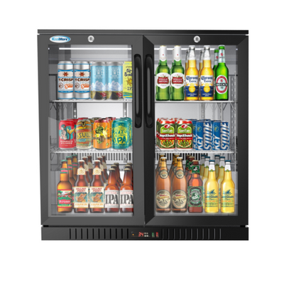 Koolmore BC-2DSW-BK 7.4 Cu. Ft. Black Two-Section Back Bar Refrigerator - 115 Volts