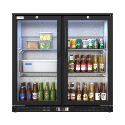 Koolmore BC-2DSW-BK 7.4 Cu. Ft. Black Two-Section Back Bar Refrigerator - 115 Volts