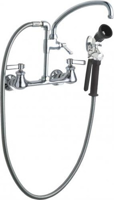 Chicago Faucets 509-GXKCAB 8&quot; W Polished Chrome Swing Pre-Rinse Fitting with Adjustable Centers