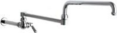 Chicago Faucets 334-DJ26ABCP 9.38" W Polished Chrome Double Joint Single Hole Wall Mounted Wok Filler