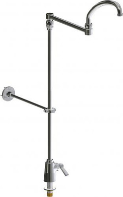 Chicago Faucets 516-ABCP 8.19" W Polished Chrome Double Joint Single Hole Deck Mounted Pot and Kettle Filler