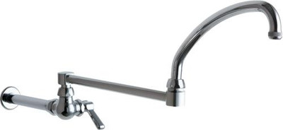 Chicago Faucets 334-DJ21ABCP 6" W Polished Chrome Double Joint Single Hole Wall Mounted Wok Filler
