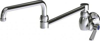 Chicago Faucets 332-DJ24ABCP 10" W Polished Chrome Double Joint Single Hole Wall Mounted Pot and Kettle Filler