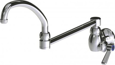 Chicago Faucets 332-DJ21ABCP 6" W Polished Chrome Double Joint Single Hole Wall Mounted Pot and Kettle Filler
