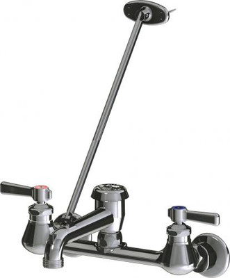 Chicago Faucets 540-LD897SGXKCCP 10" W Polished Chrome Vacuum Breaker Wall Mounted Manual Faucet with Adjustable Centers