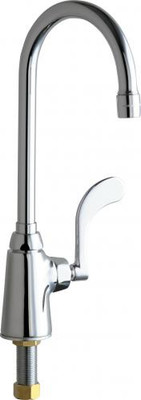 Chicago Faucets 350-E35-317XKABCP 6.31" W Polished Chrome Gooseneck Spout Single Hole Deck Mounted Manual Faucet