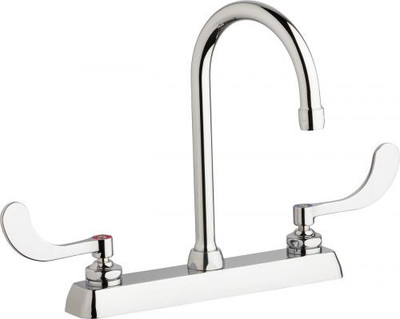 Chicago Faucets W8D-GN2AE35-317AB Deck-Mounted Manual Faucet with 8" Centers