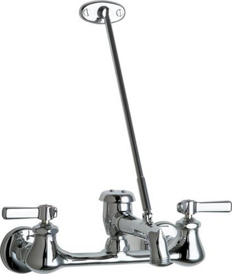 Chicago Faucets 540-LD897SWXFABCP 6.31" W Polished Chrome Vacuum Breaker Wall Mounted Manual Faucet with 8" Centers