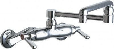 Chicago Faucets 445-DJ13ABCP 6.31" W Polished Chrome Double Joint Wall Mounted Manual Faucet with Adjustable Centers
