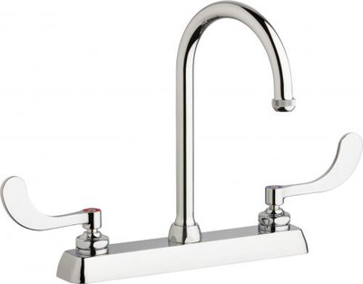Chicago Faucets W8D-GN2AE1-317ABCP Deck-Mounted Manual Faucet with 8" Centers