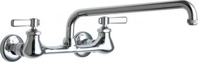 Chicago Faucets 540-LDL12E1WXFABCP 10" W Polished Chrome Swing Wall Mounted Manual Faucet with 8" Centers
