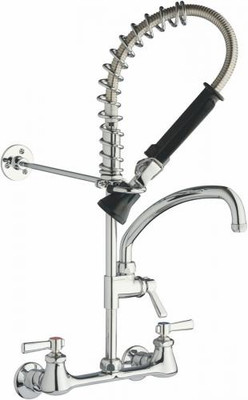 Chicago Faucets 523-613-369ABCP 3.81" W Ceramic Valve Mini Pre-Rinse Fitting with 8" Adjustable Centers