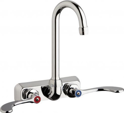 Chicago Faucets W4W-GN1AE35-317AB Wall-Mounted Manual Faucet with 4" Centers