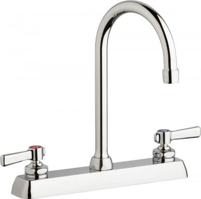 Chicago Faucets W8D-GN2AE35-369AB Deck-Mounted Manual Faucet with 8" Centers