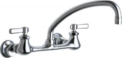 Chicago Faucets 540-LDL9E35ABCP 6.31" W Polished Chrome Swing Wall Mounted Manual Faucet with Adjustable Centers