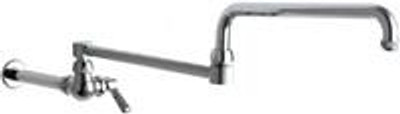 Chicago Faucets 334-DJ24ABCP 10" W Polished Chrome Double Joint Single Hole Wall Mounted Wok Filler