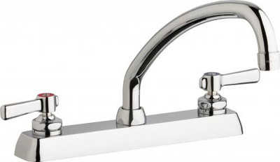 Chicago Faucets W8D-L9E35-369ABCP Deck-Mounted Manual Faucet with 8" Centers