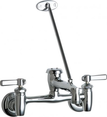 Chicago Faucets 897-CCP Wall-Mounted Manual Faucet with 8" Centers