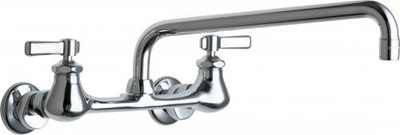 Chicago Faucets 540-LDL12ABCP 10" W Polished Chrome Swing Wall Mounted Manual Faucet with Adjustable Centers