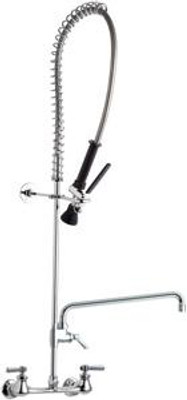 Chicago Faucets 510-GVB613L15XKCAB 8.19" W Polished Chrome Swing Pre-Rinse Fitting with 8" Adjustable Centers