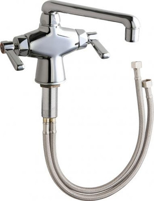 Chicago Faucets 51-E35ABCP 10" W Polished Chrome Swing Single Hole Deck Mounted Manual Faucet