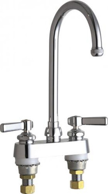Chicago Faucets 526-GN2AE1ABCP 6.31" W Polished Chrome Gooseneck Deck Mounted Manual Faucet with 4" Centers