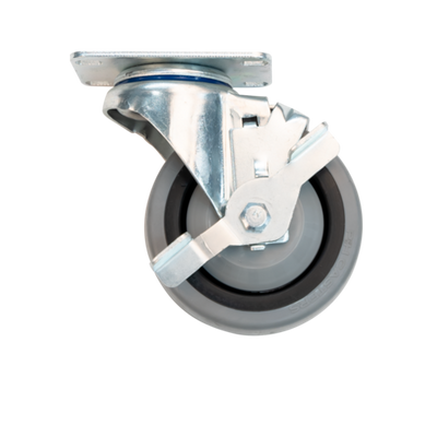 New Age C539 4" Dia Thermoplastic Rubber (TPR) Wheel Tread Swivel Plate Caster With Brakes