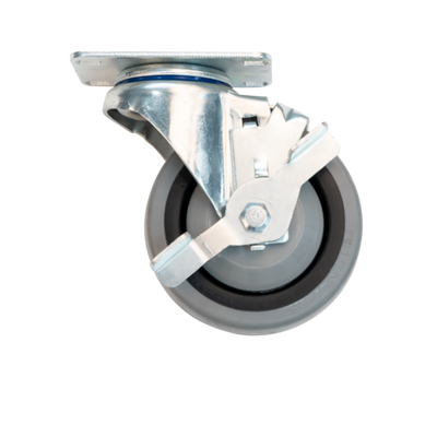 New Age C539 4" Dia Thermoplastic Rubber (TPR) Wheel Tread Swivel Plate Caster With Brakes